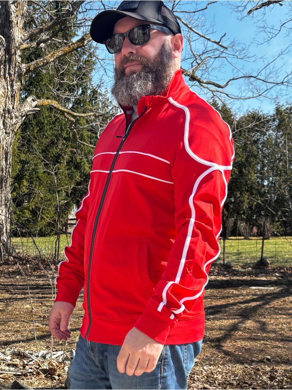 lululemon athletica Red Full-Zip Jacket with White Piping